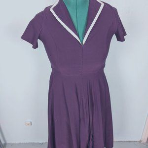 Purple Short Sleeved Midi Dress